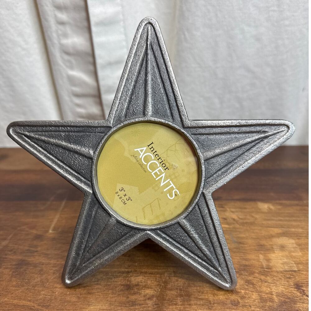 Interior Accents Jubilee Collection 3 x 3" Metal Star Tabletop Picture Frame